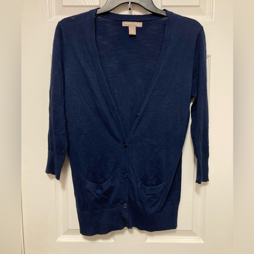 *Banana Republic Navy Blue Women's Small Button Front Preppy Cardigan Sweater#M